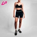 scoop neck open back sports bra